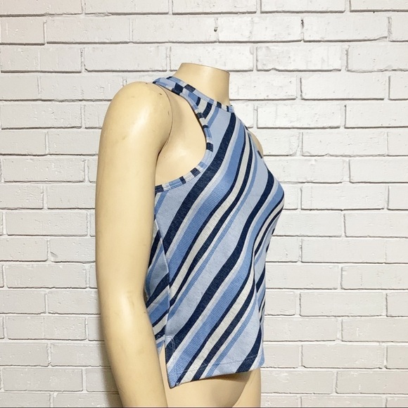 Free People Women’s Blue Diagonal Striped Tank - Picture 13 of 14